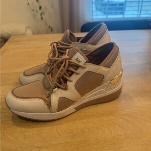 Micheal Kors rose gold and white sneakers Liv Trainer